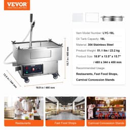 image-VEVOR Portable Oil Filtering Unit, 18L Capacity, 10 L/min Filtering Speed, Equipped with Swivel Casters and Oil Hose, Ideal for Fast Food Venues