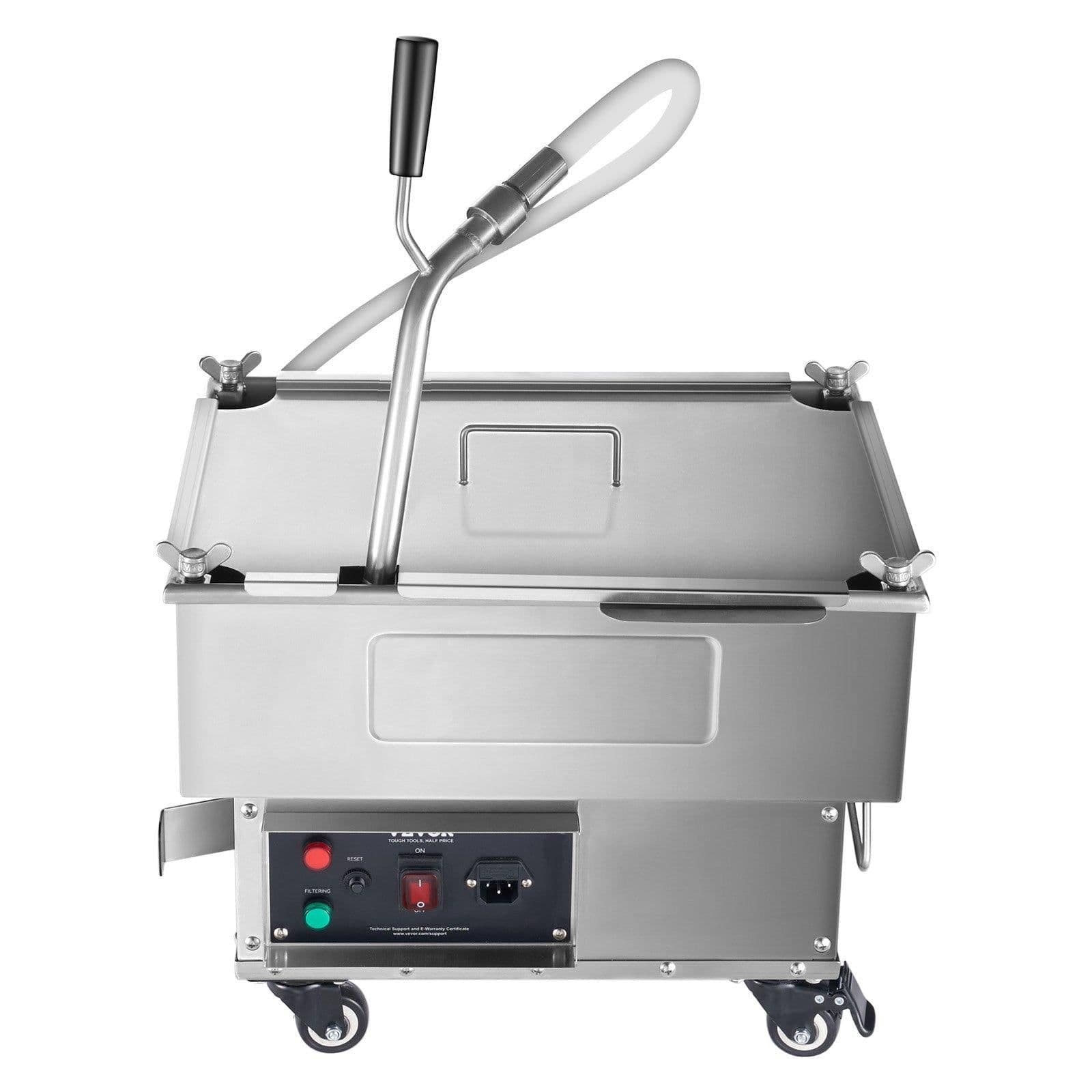 image-VEVOR Portable Oil Filtering Unit, 18L Capacity, 10 L/min Filtering Speed, Equipped with Swivel Casters and Oil Hose, Ideal for Fast Food Venues