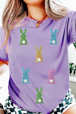image-Wisteria Sequin Easter Bunny Patched Tee