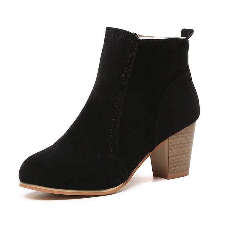 image-Women's Martin Boots Suede Khaki Mid Heel