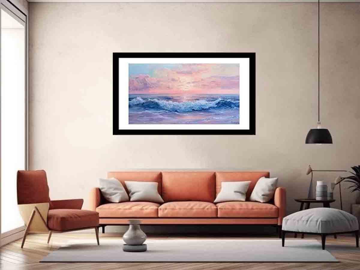 image-Pink Sunrise Sea Framed Print