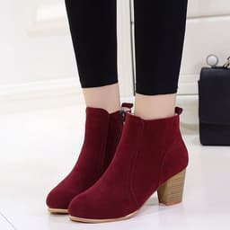 image-Women's Martin Boots Suede Khaki Mid Heel