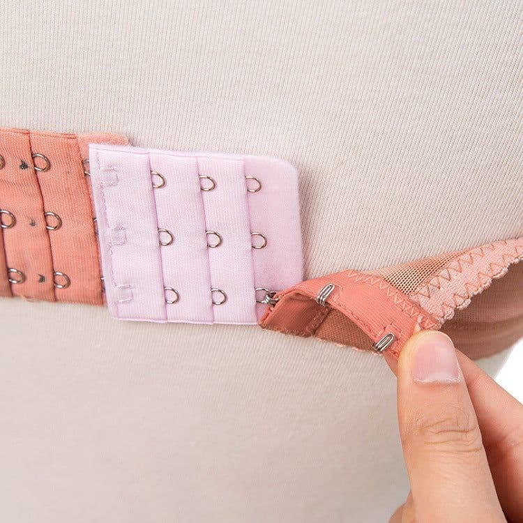 image-Pink Cotton Bra Extender With Three Buckles And Four Hooks