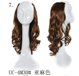 image-U-shaped half headgear wig female mid-length large wave pear flower roll midpoint realistic natural fluffy long curly hair headgear