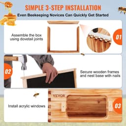 image-VEVOR Bee Hive 20 Frame Bee Hives Starter Kit, Beeswax Coated Fir Wood, 1 Deep + 1 Medium Bee Boxes Langstroth Beehive Kit, Transparent Acrylic Windows with Foundations for Beginners Pro Beekeepers
