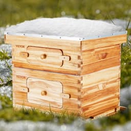 image-VEVOR Bee Hive 20 Frame Bee Hives Starter Kit, Beeswax Coated Fir Wood, 1 Deep + 1 Medium Bee Boxes Langstroth Beehive Kit, Transparent Acrylic Windows with Foundations for Beginners Pro Beekeepers