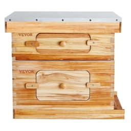 image-VEVOR Bee Hive 20 Frame Bee Hives Starter Kit, Beeswax Coated Fir Wood, 1 Deep + 1 Medium Bee Boxes Langstroth Beehive Kit, Transparent Acrylic Windows with Foundations for Beginners Pro Beekeepers