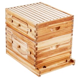 image-VEVOR Bee Hive 20 Frame Bee Hives Starter Kit, Beeswax Coated Fir Wood, 1 Deep + 1 Medium Bee Boxes Langstroth Beehive Kit, Transparent Acrylic Windows with Foundations for Beginners Pro Beekeepers