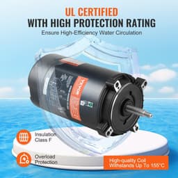image-VEVOR 1 HP Pool Pump Motor, 56J Frame, 115V(9.8 Amps)/230V(4.9 Amps) 3450 RPM, 60Hz, 1.4 Service Factor, 90μF/250V Capacitor, CCW Rotation Round Flange Replacement Motor