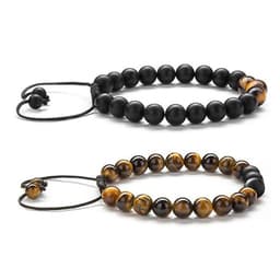 image-Tiger Eye Couple Bracelets Matte Black Agate Beads Bracelet