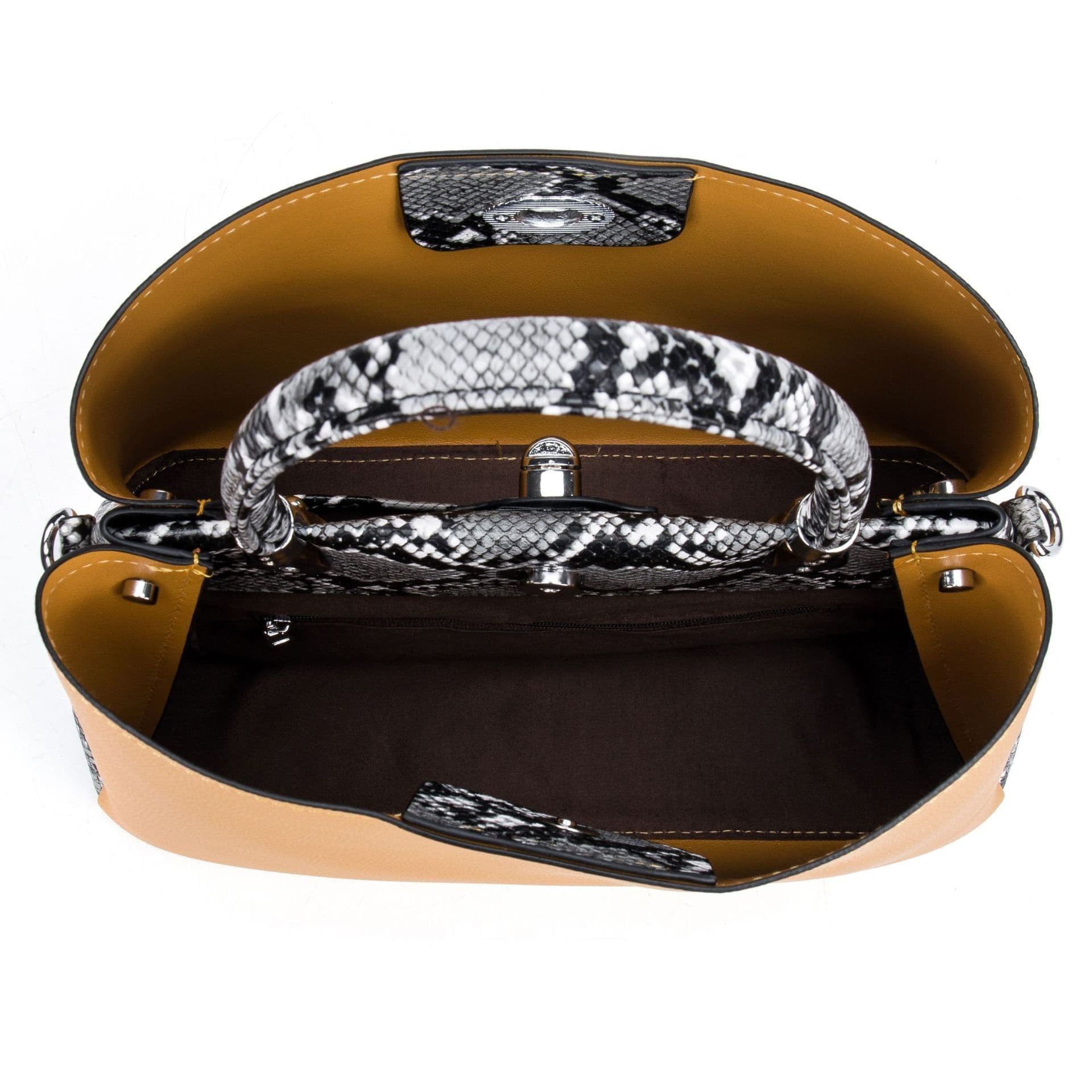 image-Two Pieces Snake Pattern Strap Messenger Bag