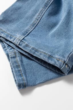 image-Brooklyn Adjustable Buckle Barrel Overalls - Denim