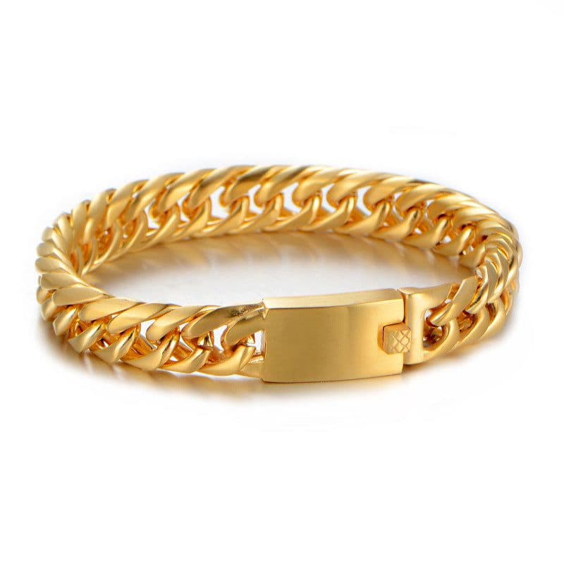 image-Domineering Titanium Steel Bracelet New Gold-plated Ultra Thick Fashion Men's Titanium Steel Bracelet Jewelry Factory Direct Sales