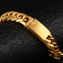 image-Domineering Titanium Steel Bracelet New Gold-plated Ultra Thick Fashion Men's Titanium Steel Bracelet Jewelry Factory Direct Sales