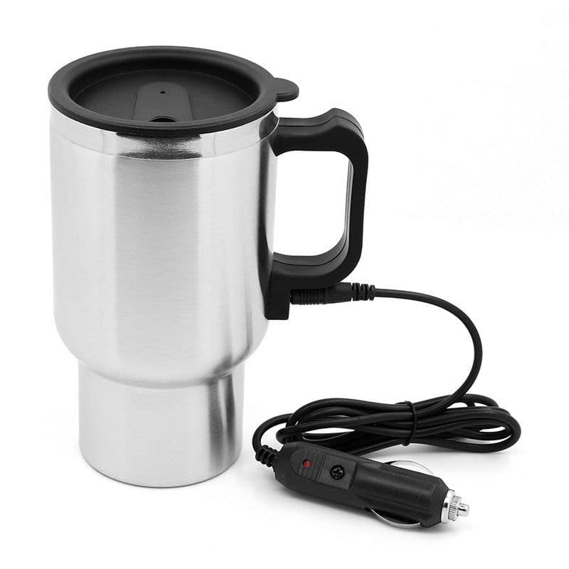 image-Stainless Steel Vehicle Heating Cup Electric Heating Car Kettle Camping Travel Kettle Water Coffee Milk Thermal Mug
