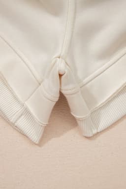 image-Jet Stream Solid Color Contrast Textured Patchwork Raw Edge 2pcs Short Set