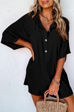 image-Black Half Button Collared Romper
