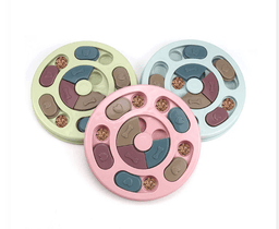 image-Dog Food Puzzle Bowl - Pink Paw Print Slow Feeder