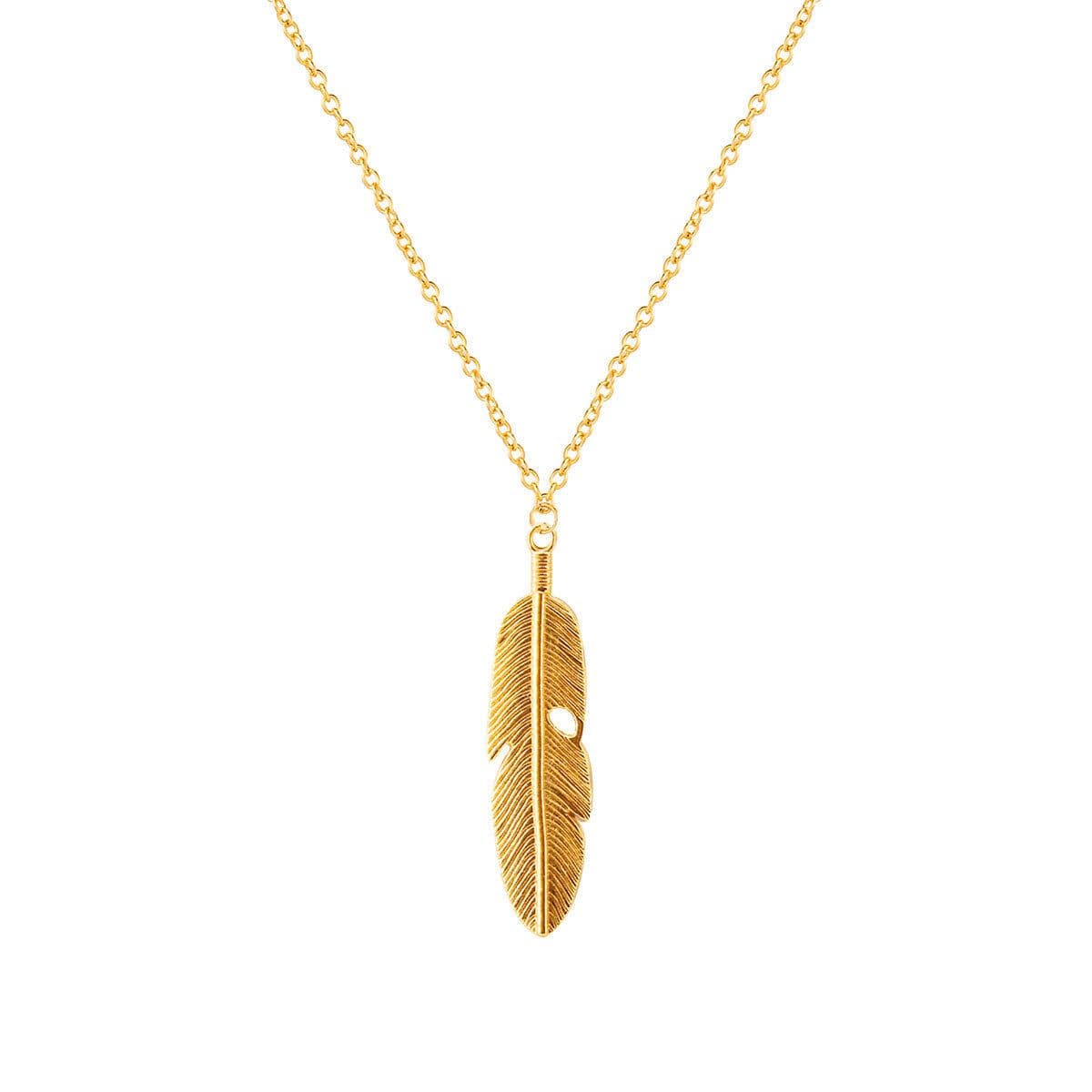 image-European and American cross-border bohemian style vintage element clavicle chain feather tassel shape jewelry necklace XL264