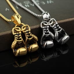 image-European and American fashion creative Stallone boxing gloves necklace domineering personality men's fitness sports accessories