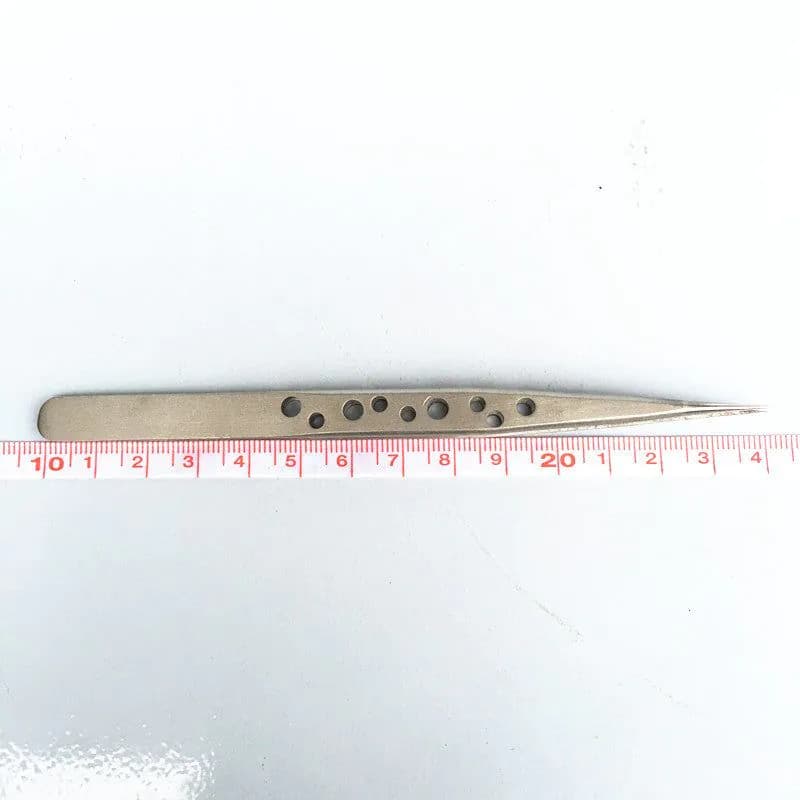 image-LAIWANG 9-hole precision tweezers, matte, bright tip 1.5MM nail tweezers