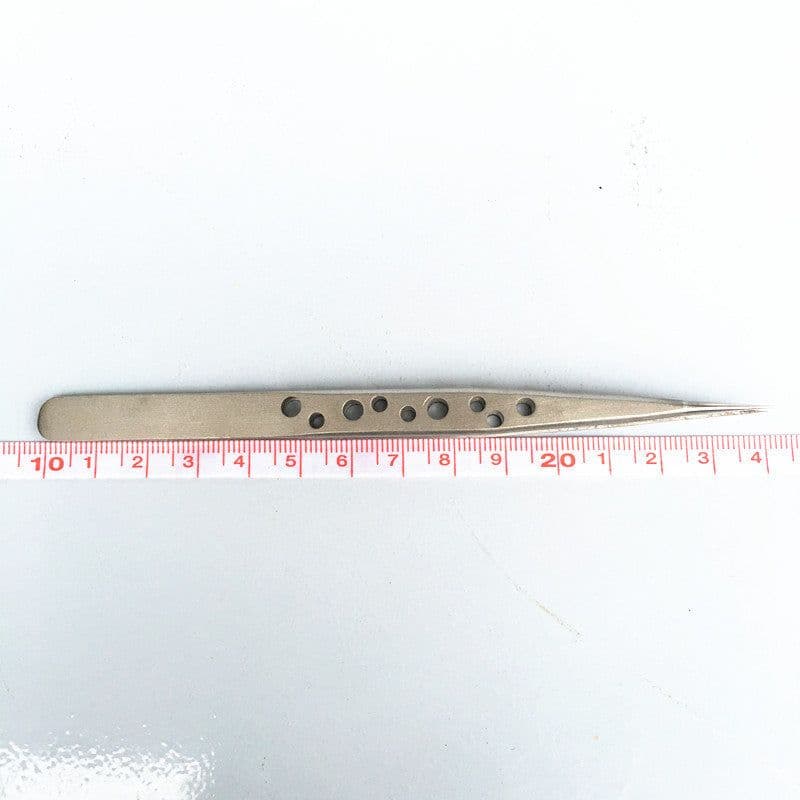 image-LAIWANG 9-hole precision tweezers, matte, bright tip 1.5MM nail tweezers