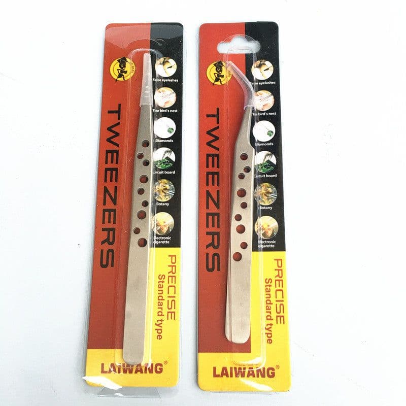 image-LAIWANG 9-hole precision tweezers, matte, bright tip 1.5MM nail tweezers
