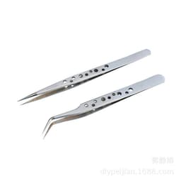 image-LAIWANG 9-hole precision tweezers, matte, bright tip 1.5MM nail tweezers
