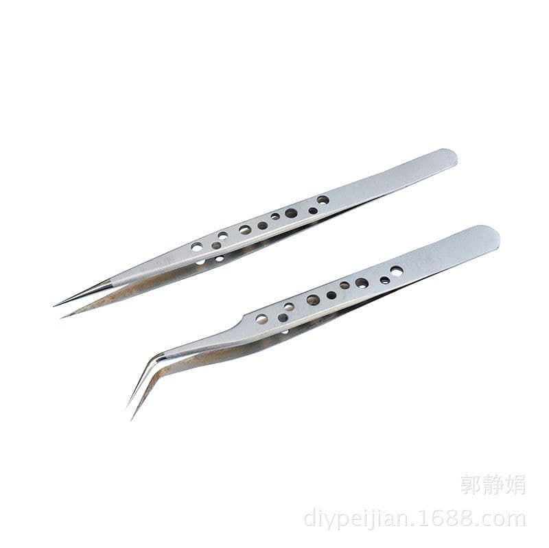 image-LAIWANG 9-hole precision tweezers, matte, bright tip 1.5MM nail tweezers