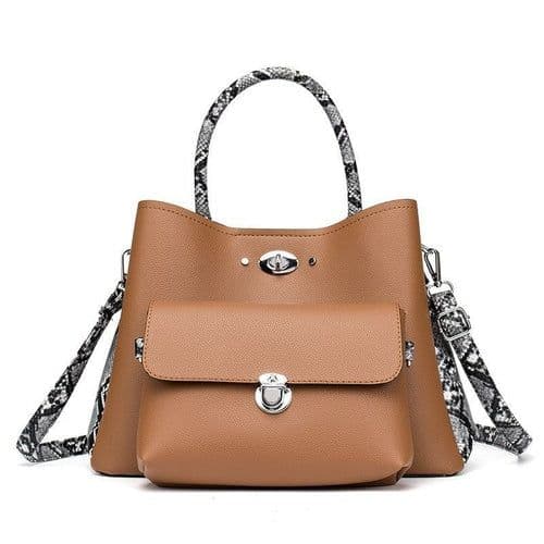 image-Two Pieces Snake Pattern Strap Messenger Bag