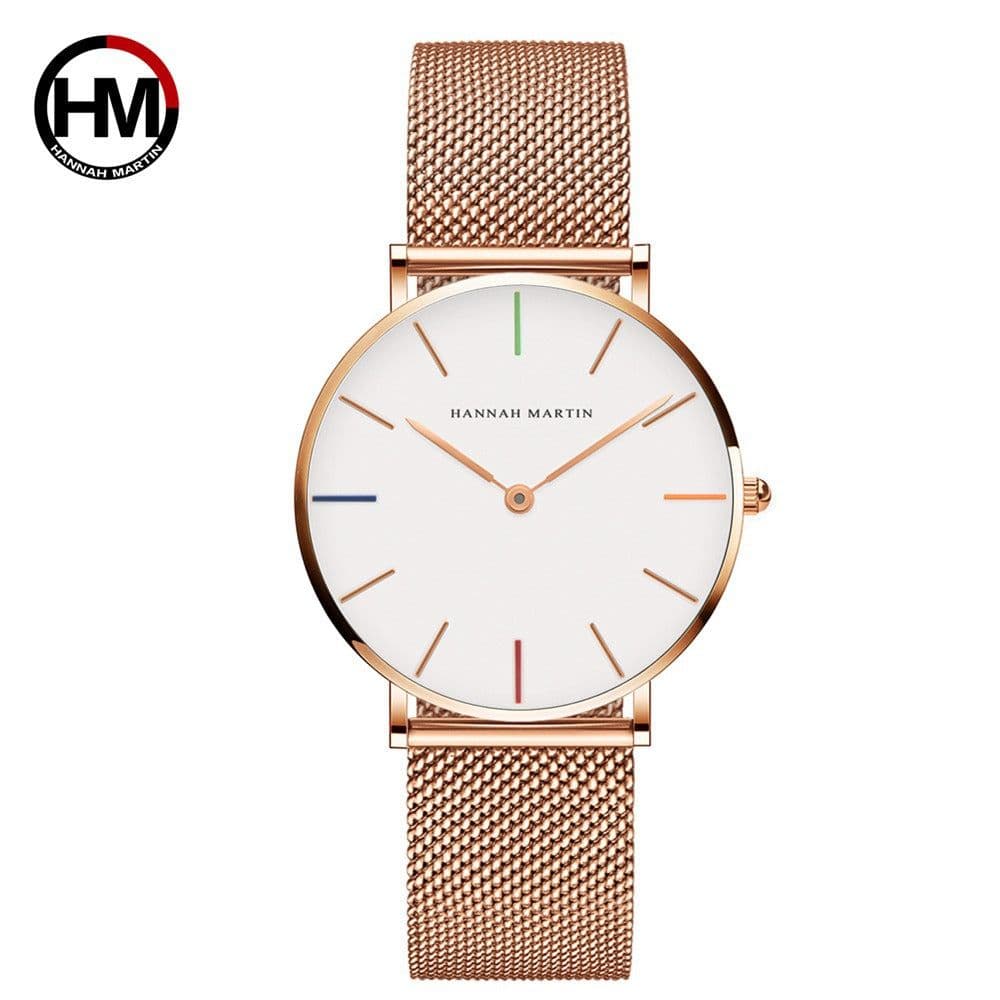 image-Japan movement stainless steel mesh belt waterproof watch women watches authorized Amazon patented ladies watch
