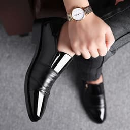 image-2019 new large size men's business suit leather shoes pointed toe men's shoes one pedal casual lazy shoes one drop shipping