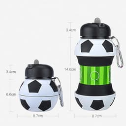 image-Football Soccer Silicone Water Bottle with Straw Foldable