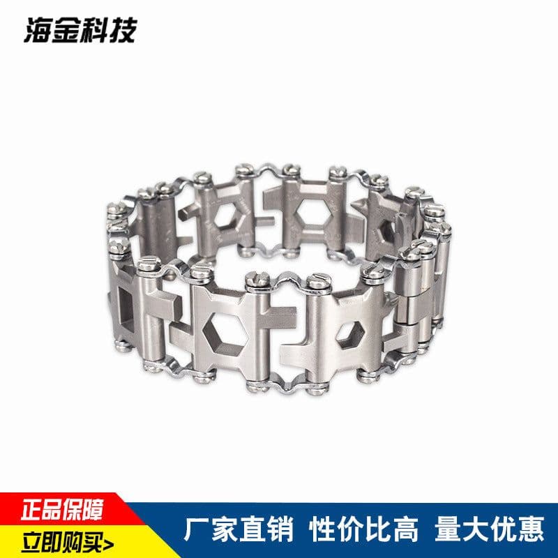 image-Stainless Steel Multi-Function Bracelet Wearable Outdoor Survival Bracelet Screwdriver Tool Creative Bracelet