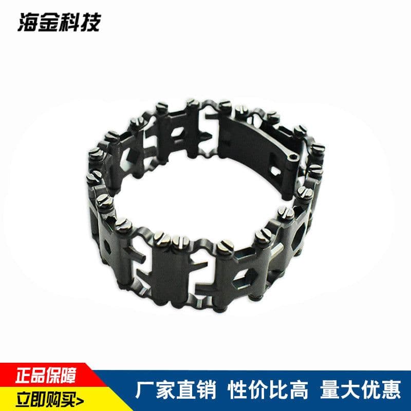image-Stainless Steel Multi-Function Bracelet Wearable Outdoor Survival Bracelet Screwdriver Tool Creative Bracelet
