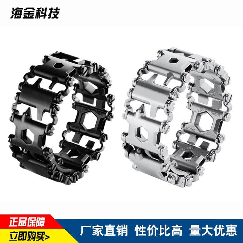 image-Stainless Steel Multi-Function Bracelet Wearable Outdoor Survival Bracelet Screwdriver Tool Creative Bracelet