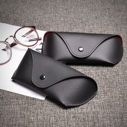 image-Soft bag glasses leather men's leather myopia folding glasses box sunglasses glasses frame storage box sunglasses