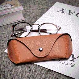 image-Soft bag glasses leather men's leather myopia folding glasses box sunglasses glasses frame storage box sunglasses