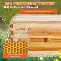image-VEVOR Bee Hive Medium Box Starter Kit, 100% Beeswax Coated Natural Cedar Wood, Langstroth Beehive Kit with 10 Frames and Foundations, Transparent Acrylic Bee Windows for Beginners and Pro Beekeepers