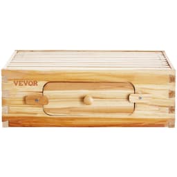 image-VEVOR Bee Hive Medium Box Starter Kit, 100% Beeswax Coated Natural Cedar Wood, Langstroth Beehive Kit with 10 Frames and Foundations, Transparent Acrylic Bee Windows for Beginners and Pro Beekeepers