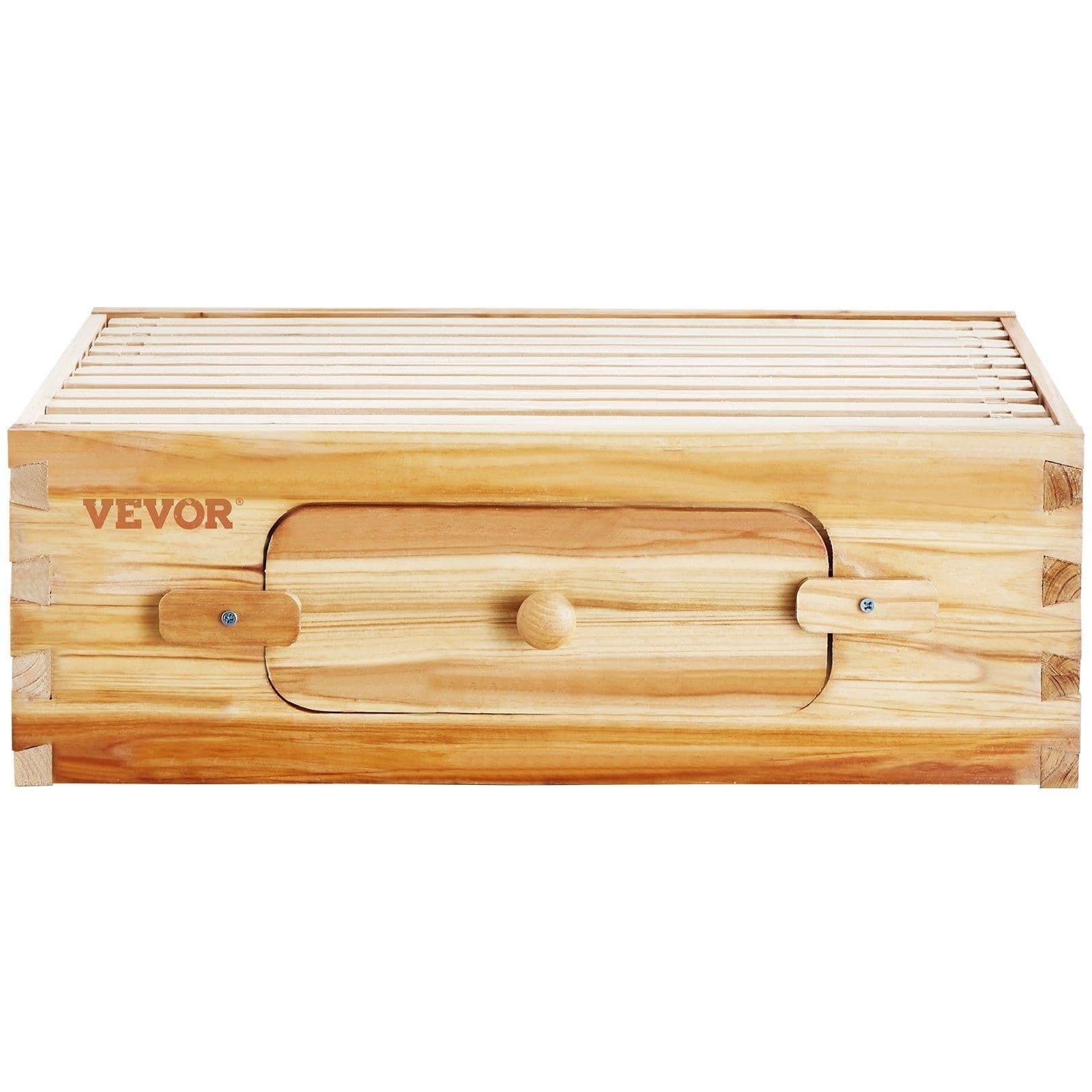 image-VEVOR Bee Hive Medium Box Starter Kit, 100% Beeswax Coated Natural Cedar Wood, Langstroth Beehive Kit with 10 Frames and Foundations, Transparent Acrylic Bee Windows for Beginners and Pro Beekeepers