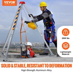 image-VEVOR Confined Space Rescue Tripod Kit - 8' Legs, 2600 lbs Winch
