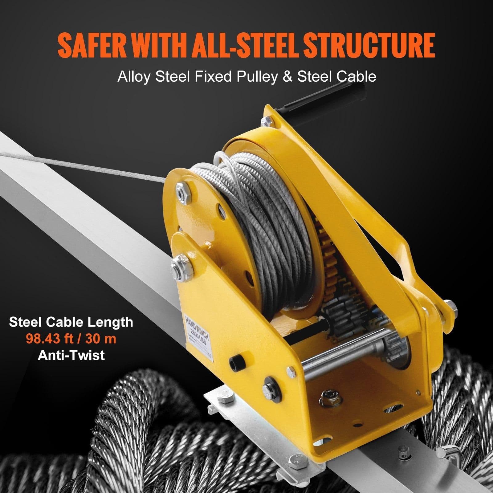 image-VEVOR Confined Space Rescue Tripod Kit - 8' Legs, 2600 lbs Winch