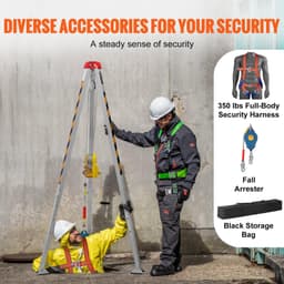 image-VEVOR Confined Space Rescue Tripod Kit - 8' Legs, 2600 lbs Winch