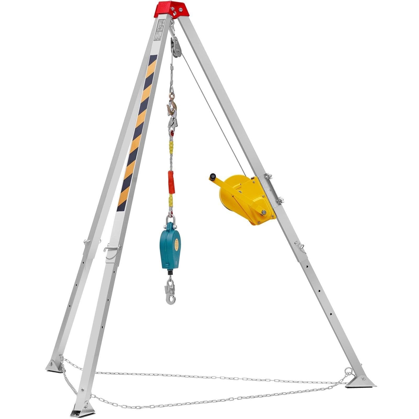 image-VEVOR Confined Space Rescue Tripod Kit - 8' Legs, 2600 lbs Winch