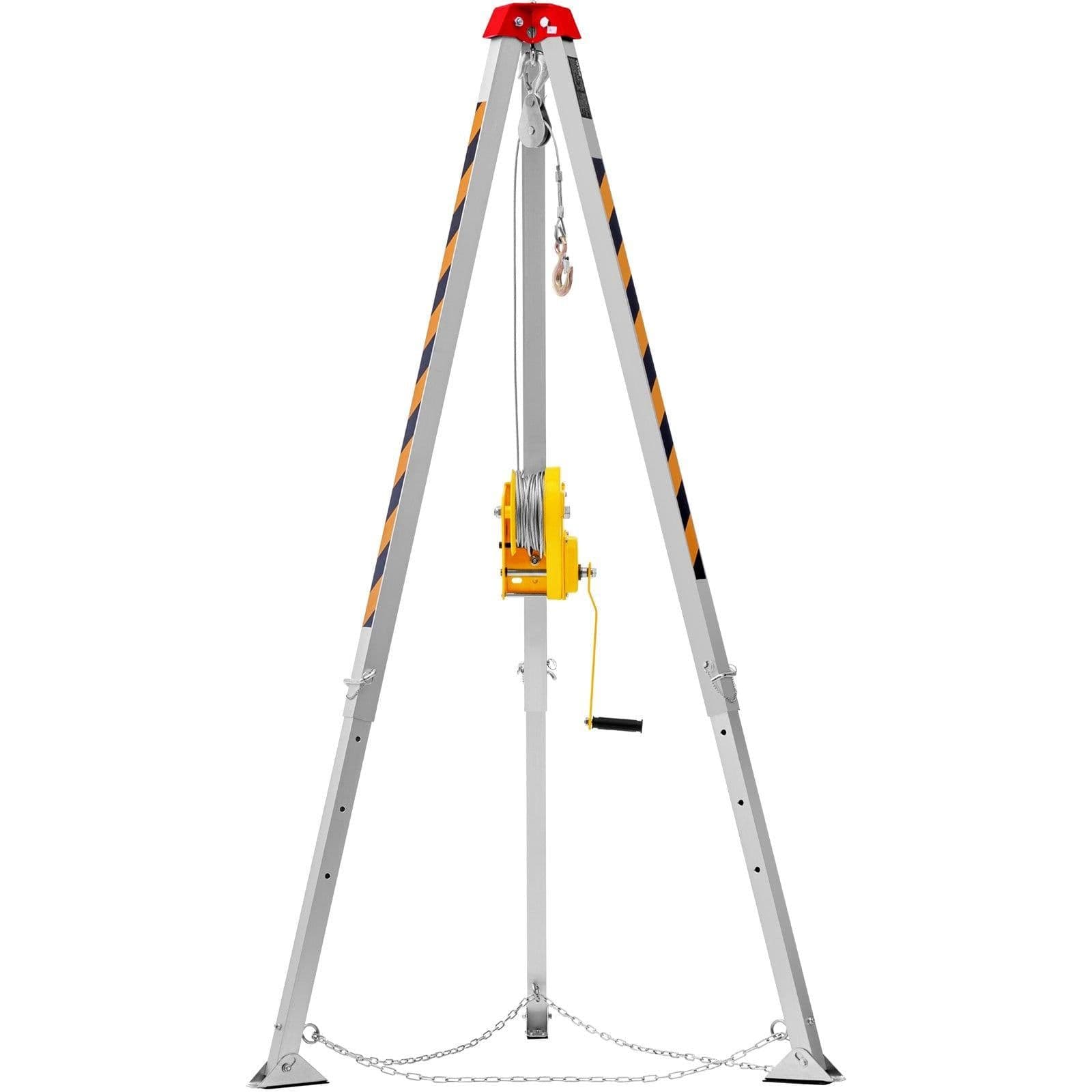 image-VEVOR Confined Space Rescue Tripod Kit - 8' Legs, 2600 lbs Winch