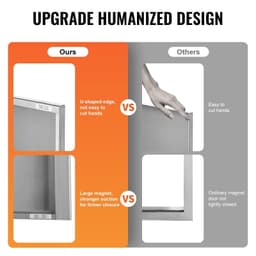 image-VEVOR BBQ Access Door, 18W x 21H Inch Single Outdoor Kitchen Door, Stainless Steel Flush Mount Door, Wall Vertical Door with Recessed Handle, for BBQ Island, Grilling Station, Outside Cabinet