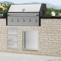 image-VEVOR BBQ Access Door, 18W x 21H Inch Single Outdoor Kitchen Door, Stainless Steel Flush Mount Door, Wall Vertical Door with Recessed Handle, for BBQ Island, Grilling Station, Outside Cabinet