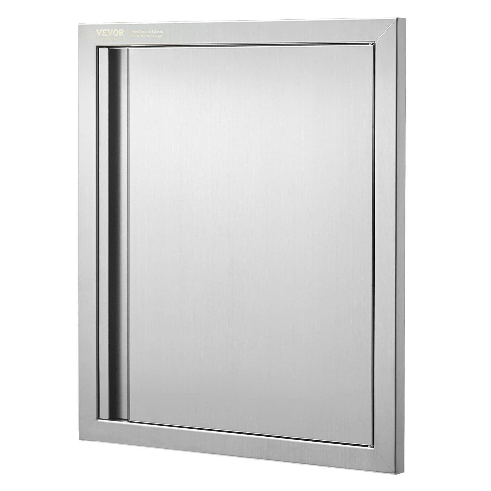 image-VEVOR BBQ Access Door, 18W x 21H Inch Single Outdoor Kitchen Door, Stainless Steel Flush Mount Door, Wall Vertical Door with Recessed Handle, for BBQ Island, Grilling Station, Outside Cabinet