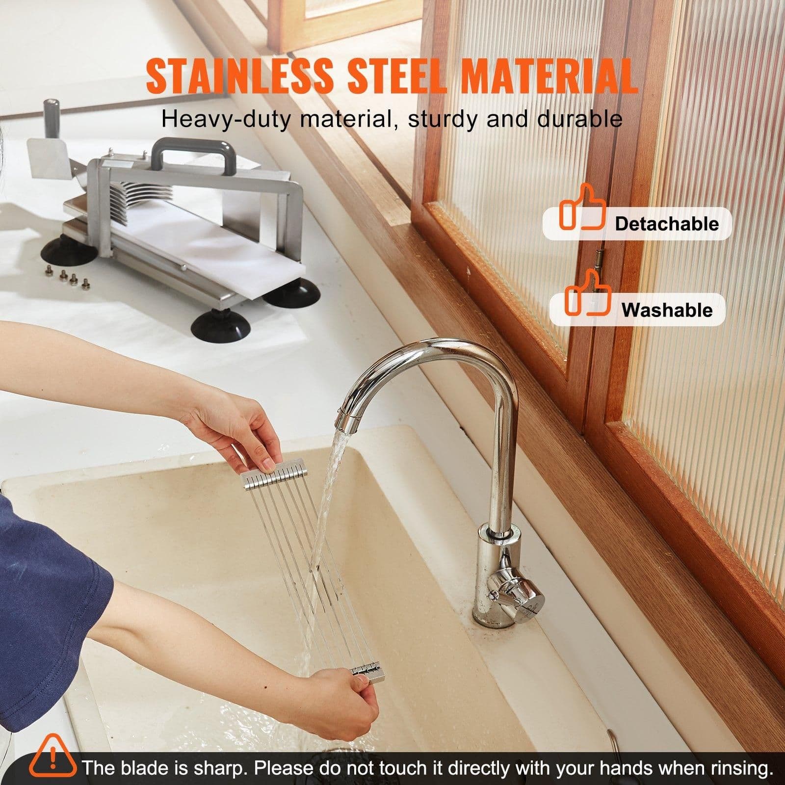 image-VEVOR Commercial Tomato Slicer - 3/16" Stainless Steel Manual